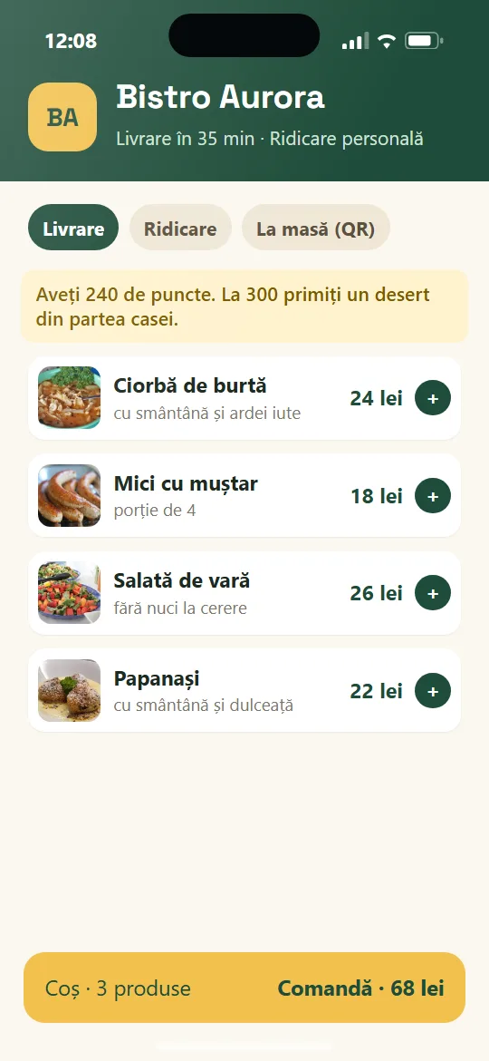 Aplicația localului.