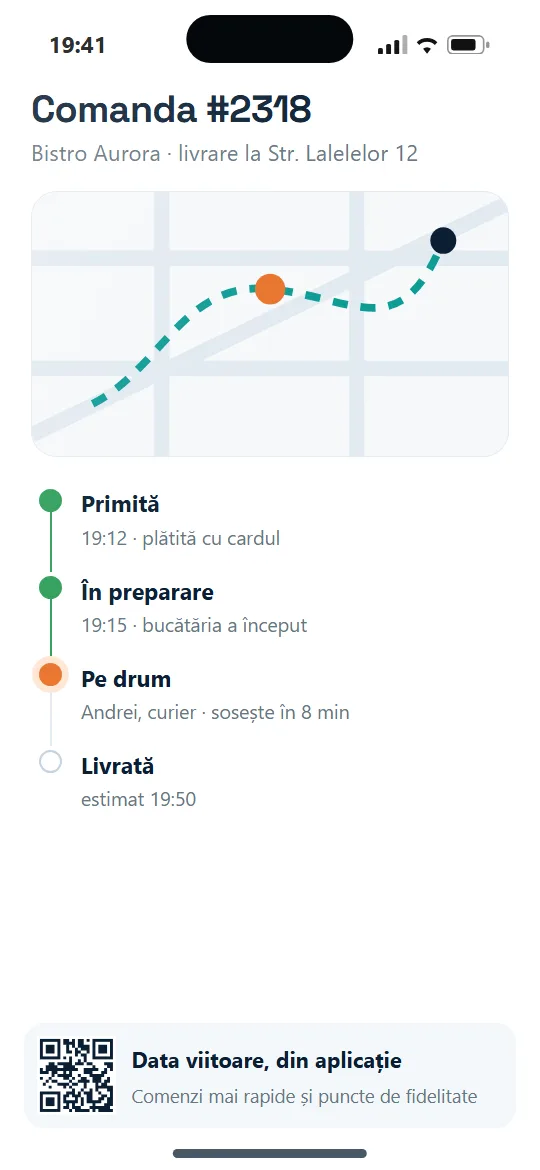 Urmărirea comenzii pe telefon.