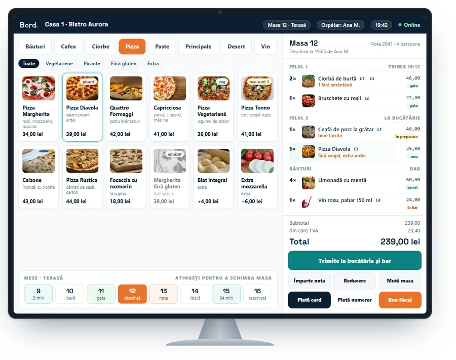 Casa Bord POS pe monitor tactil.