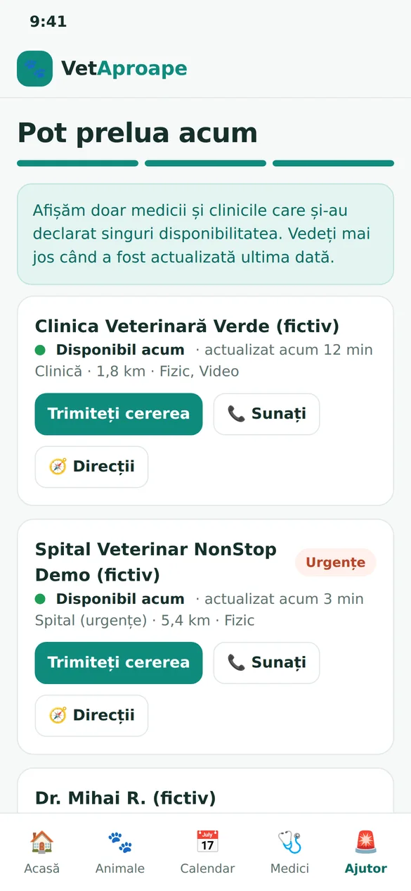 Lista celor disponibili acum.